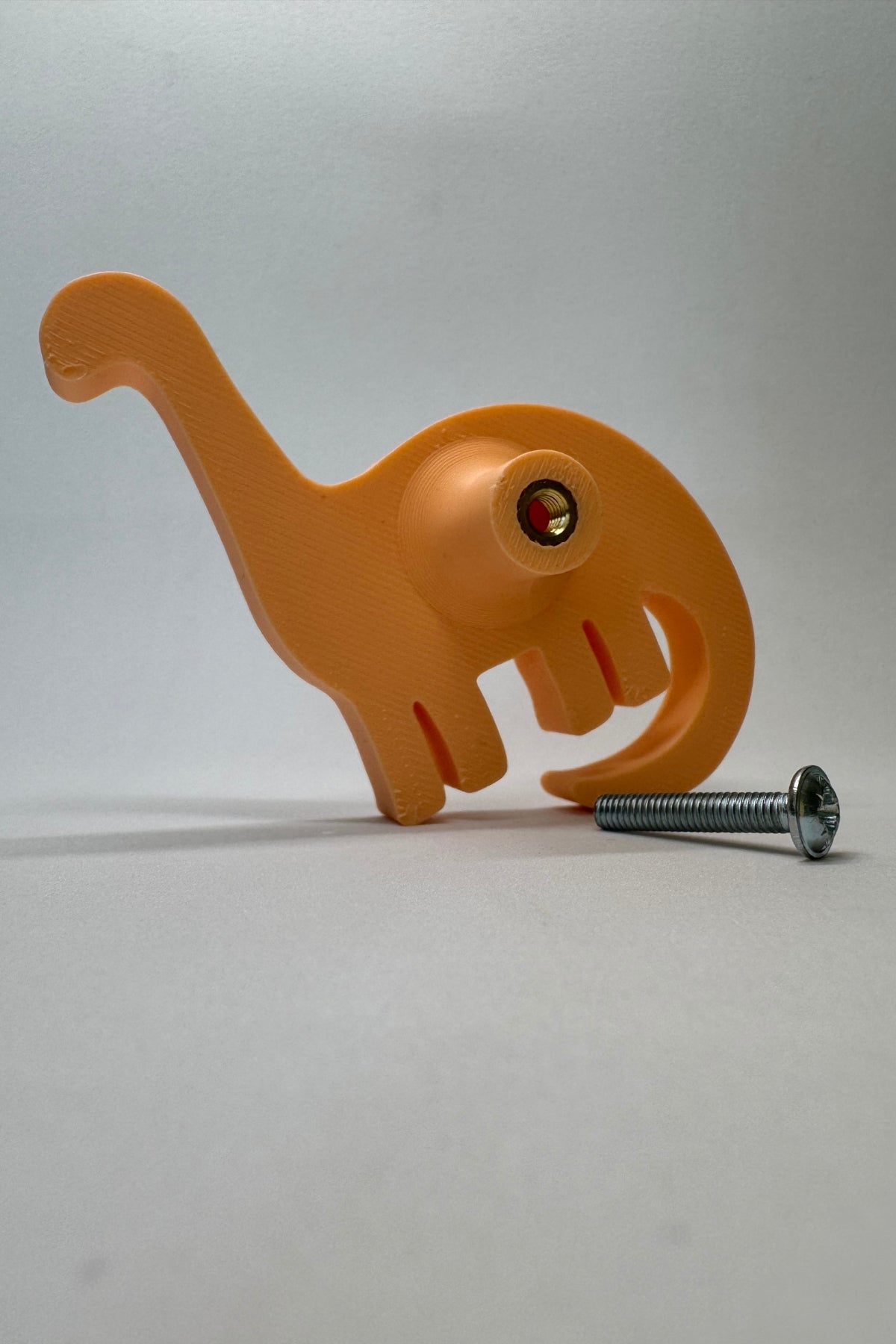 Turuncu Dino 4 Dolap Kulpu - Çocuk Odası, Mutfak ve Banyo İçin Modern ve Sevimli Mobilya Kulp