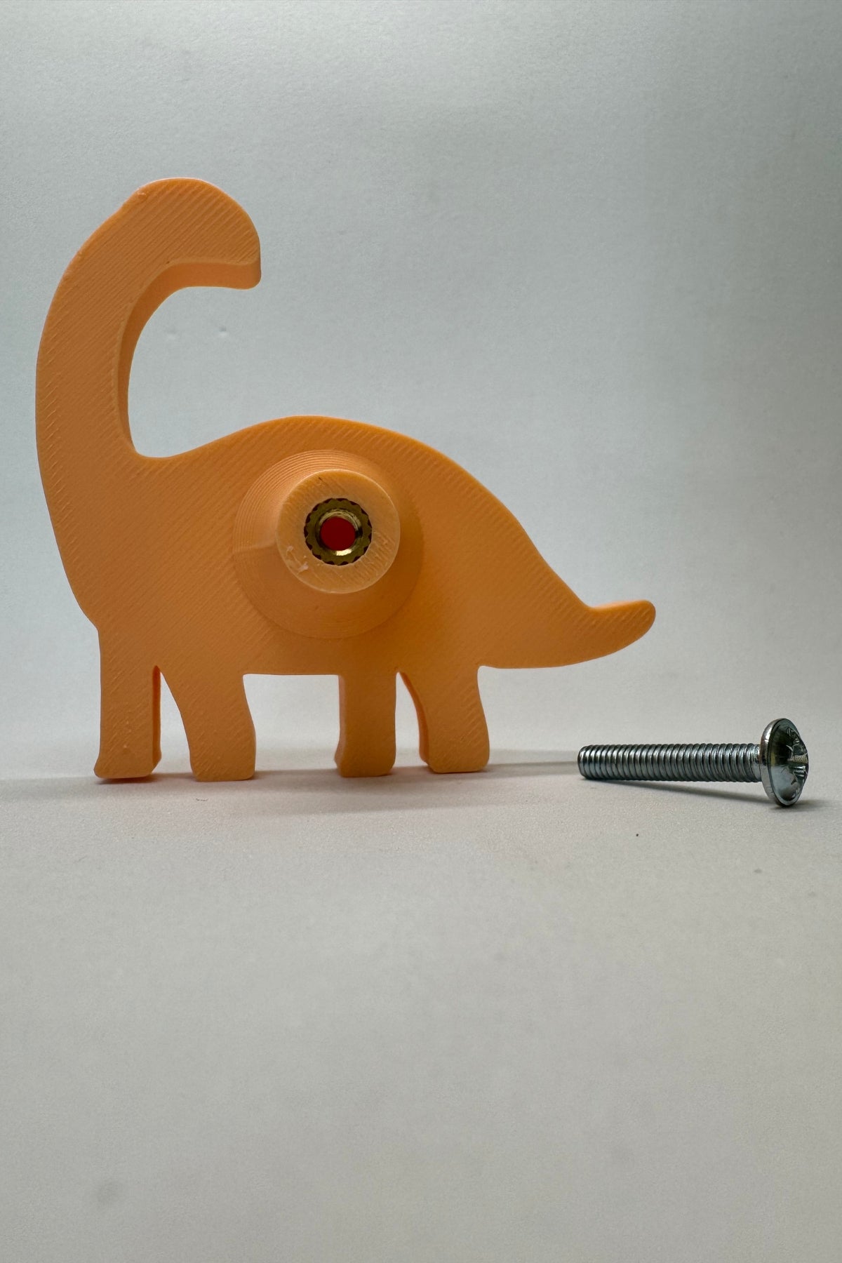 Turuncu Dino 3 Dolap Kulpu - Çocuk Odası, Mutfak ve Banyo İçin Modern ve Sevimli Mobilya Kulp