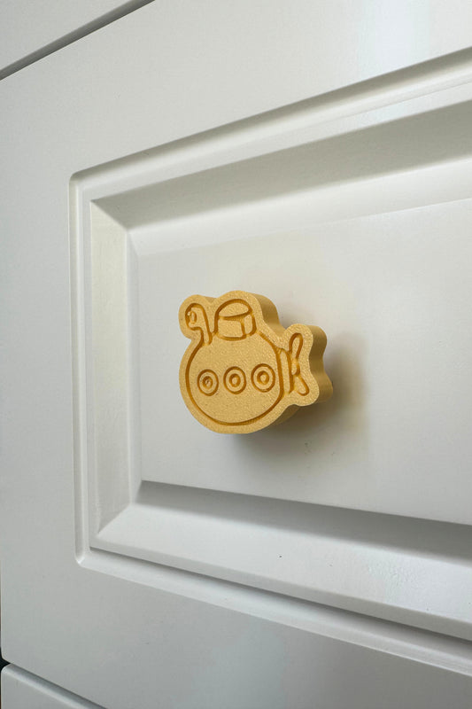 Sarı Denizaltı Dolap Kulpu - Çocuk Odaları, Mutfak ve Banyo Dolapları İçin Eğlenceli ve Şık Kulp