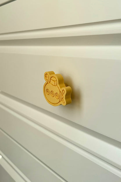 Sarı Denizaltı Dolap Kulpu - Çocuk Odaları, Mutfak ve Banyo Dolapları İçin Eğlenceli ve Şık Kulp