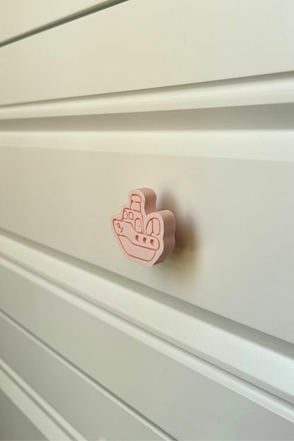 Pembe Gemi Dolap Kulpu - Çocuk Odaları, Mutfak ve Banyo Dolapları İçin Eğlenceli ve Şık Kulp