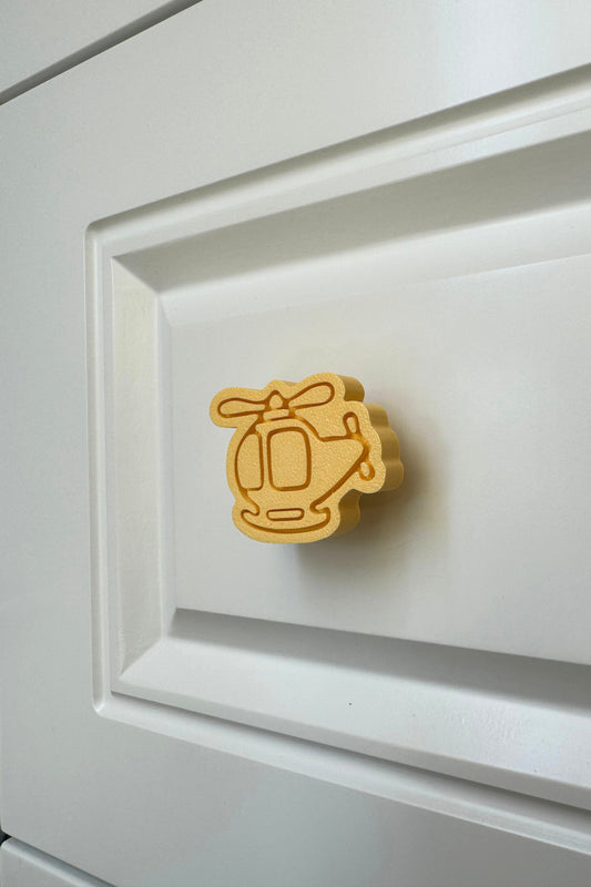 Sarı Helikopter Dolap Kulpu - Çocuk Odalarına, Mutfak ve Banyo Dolaplarına Enerji ve Şıklık Katın!