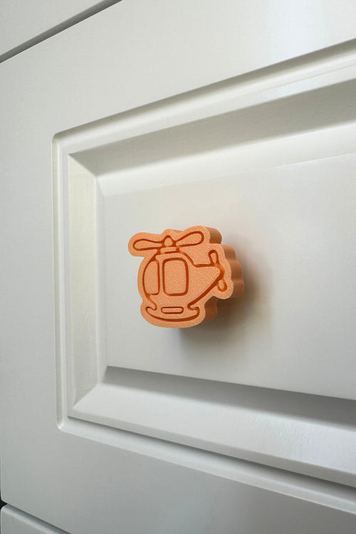 Turuncu Helikopter Dolap Kulpu - Çocuk Odalarına, Mutfak ve Banyo Dolaplarına Enerji Katın!