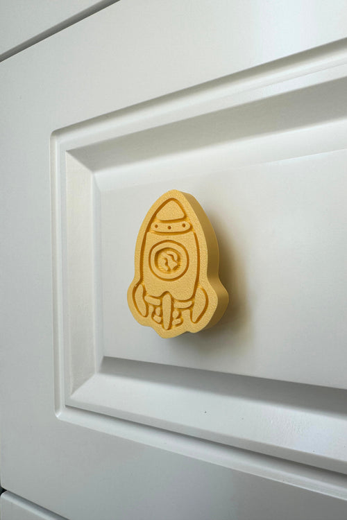 Sarı Roket Dolap Kulpu - Çocuk Odaları, Mutfak ve Banyo Dolapları İçin Dayanıklı ve Eğlenceli Kulp