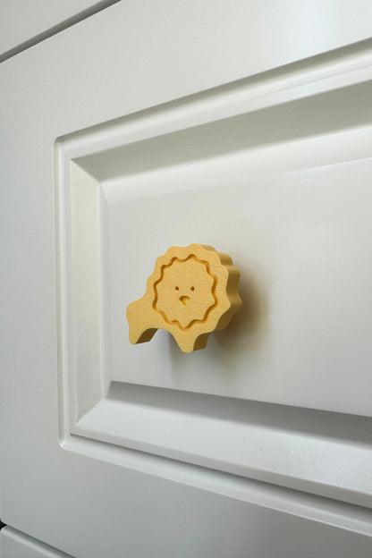 Sarı Aslan Dolap Kulpu - Çocuk Odası, Mutfak ve Banyo İçin Sevimli ve Dayanıklı Mobilya Kulp