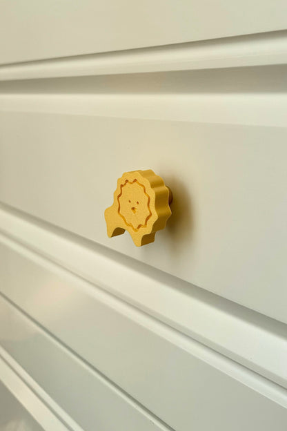 Sarı Aslan Dolap Kulpu - Çocuk Odası, Mutfak ve Banyo İçin Sevimli ve Dayanıklı Mobilya Kulp