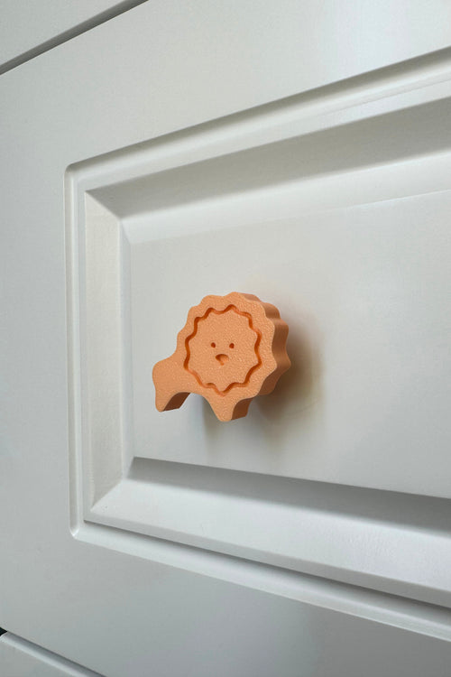 Turuncu Aslan Dolap Kulpu - Çocuk Odası, Mutfak ve Banyo İçin Sevimli Mobilya Kulp