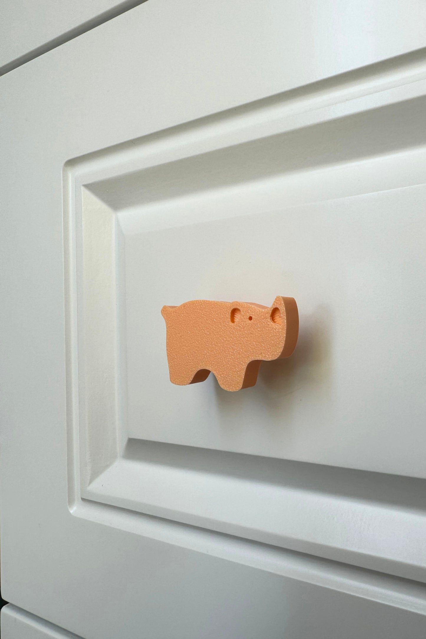 Turuncu Gergedan Dolap Kulpu - Çocuk Odası, Mutfak ve Banyo İçin Renkli ve Dayanıklı Mobilya Kulp