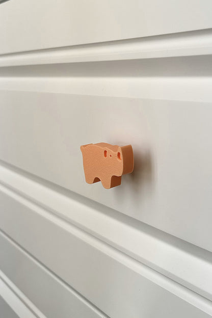 Turuncu Gergedan Dolap Kulpu - Çocuk Odası, Mutfak ve Banyo İçin Renkli ve Dayanıklı Mobilya Kulp