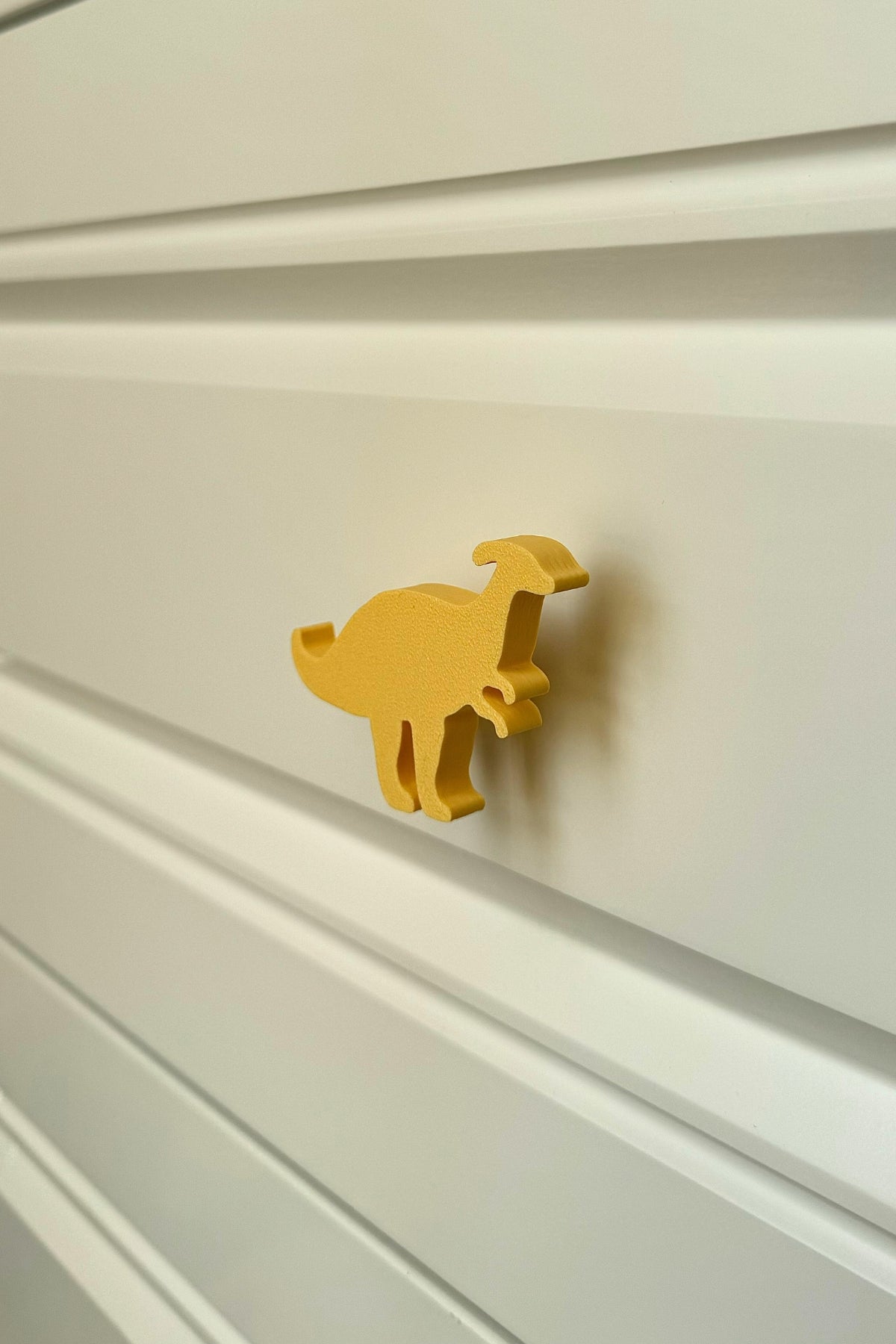 Sarı Dino2 Dolap Kulpu - Çocuk Odası, Mutfak ve Banyo İçin Modern, Sevimli ve Dayanıklı Mobilya Kulp