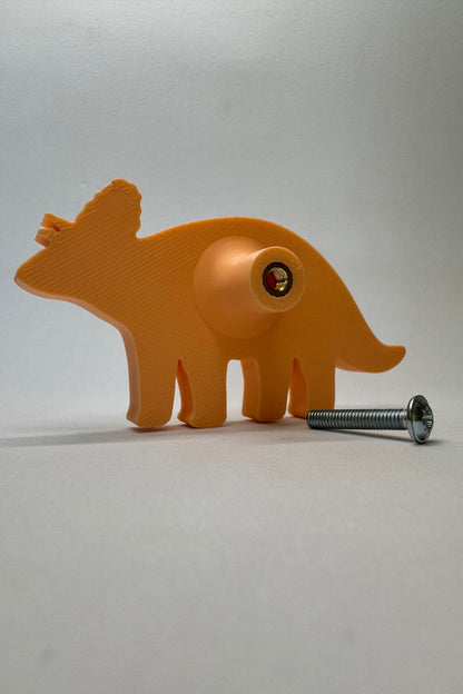 Turuncu Dino 6 Dolap Kulpu - Çocuk Odası, Mutfak ve Banyo İçin Modern ve Sevimli Mobilya Kulp