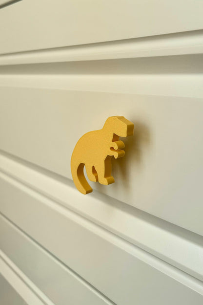 Sarı Dino 1 Dolap Kulpu-Çocuk Odası, Mutfak ve Banyo İçin Modern, Sevimli ve Dayanıklı Mobilya Kulp