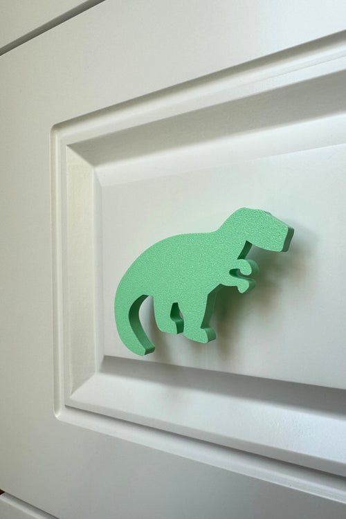 Yeşil Dino 1 Dolap Kulpu - Çocuk Odası, Mutfak ve Banyo İçin Modern ve Sevimli Mobilya Kulp