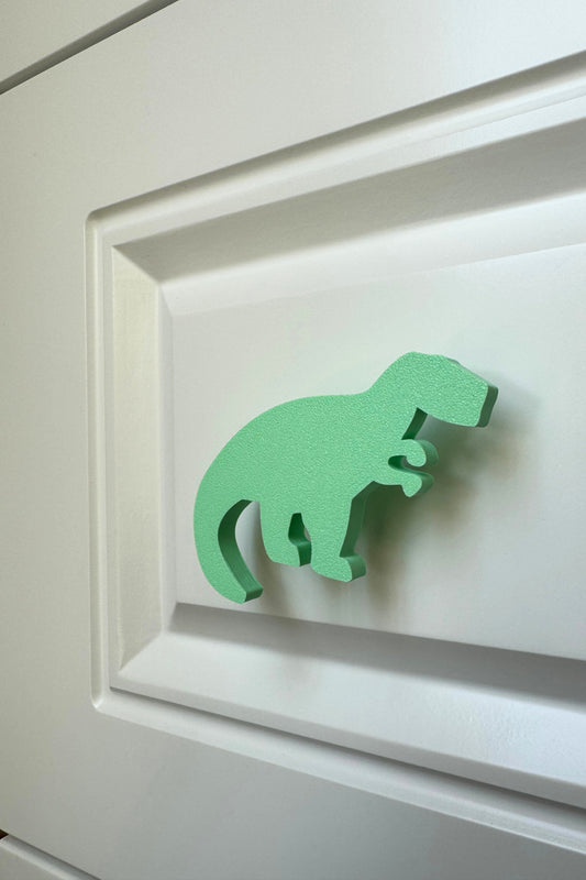 Yeşil Dino 1 Dolap Kulpu - Çocuk Odası, Mutfak ve Banyo İçin Modern ve Sevimli Mobilya Kulp