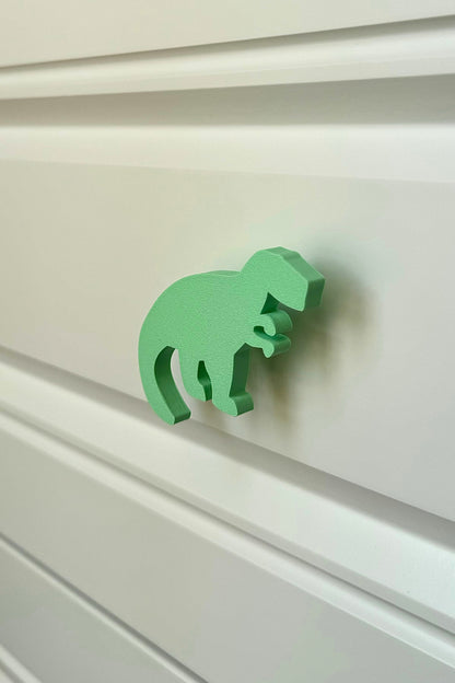 Yeşil Dino 1 Dolap Kulpu - Çocuk Odası, Mutfak ve Banyo İçin Modern ve Sevimli Mobilya Kulp
