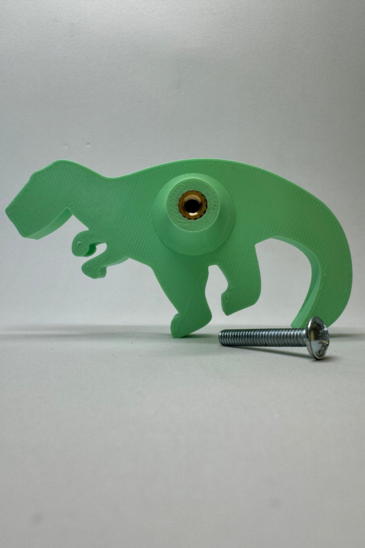 Yeşil Dino 1 Dolap Kulpu - Çocuk Odası, Mutfak ve Banyo İçin Modern ve Sevimli Mobilya Kulp