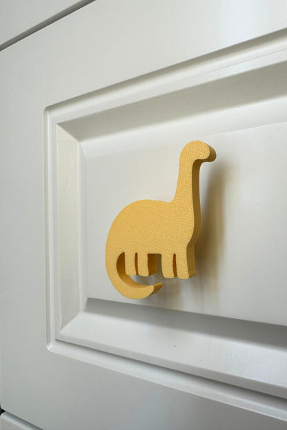 Sarı Dino 4 Dolap Kulpu-Çocuk Odası, Mutfak ve Banyo İçin Modern, Sevimli ve Dayanıklı Mobilya Kulp