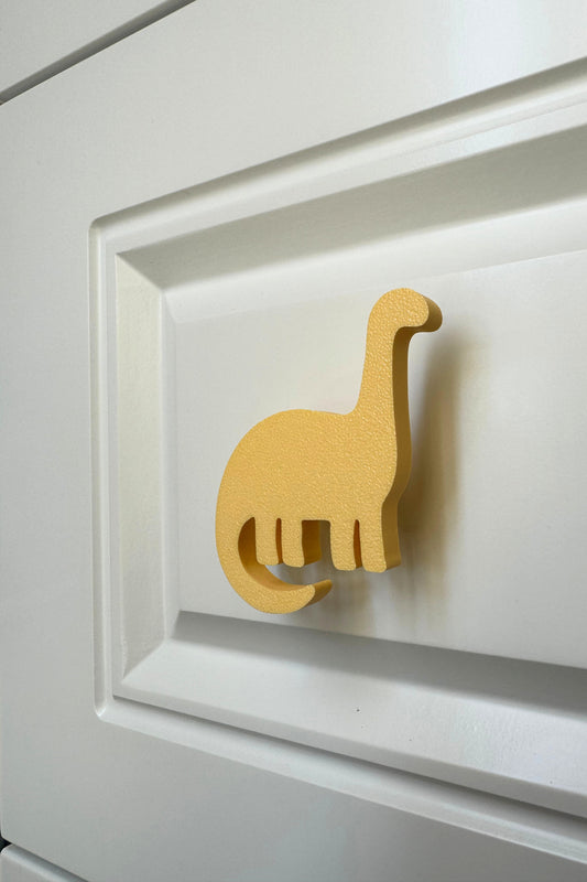 Sarı Dino 4 Dolap Kulpu-Çocuk Odası, Mutfak ve Banyo İçin Modern, Sevimli ve Dayanıklı Mobilya Kulp