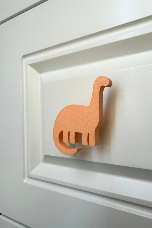 Turuncu Dino 4 Dolap Kulpu - Çocuk Odası, Mutfak ve Banyo İçin Modern ve Sevimli Mobilya Kulp