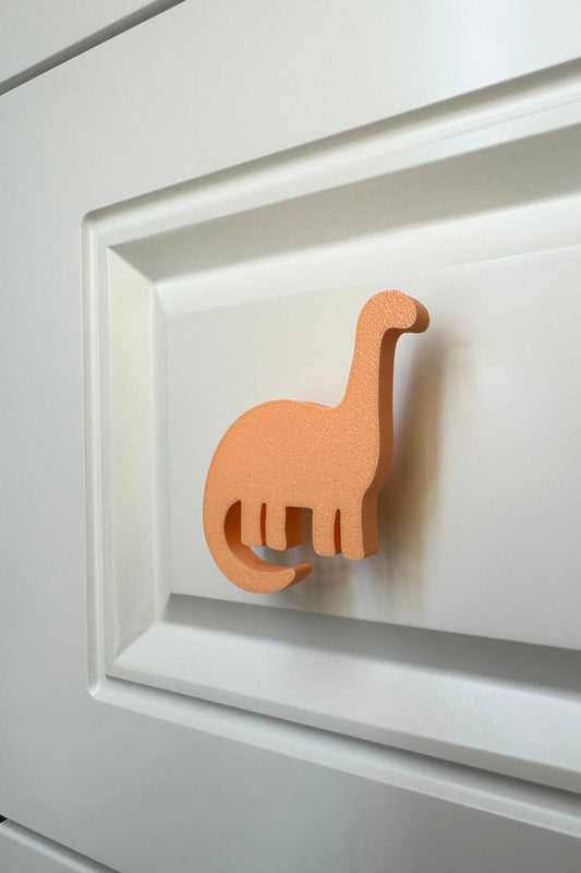 Turuncu Dino 4 Dolap Kulpu - Çocuk Odası, Mutfak ve Banyo İçin Modern ve Sevimli Mobilya Kulp