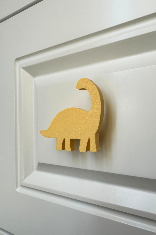 Sarı Dino 3 Dolap Kulpu -Çocuk Odası, Mutfak ve Banyo İçin Modern, Sevimli ve Dayanıklı Mobilya Kulp