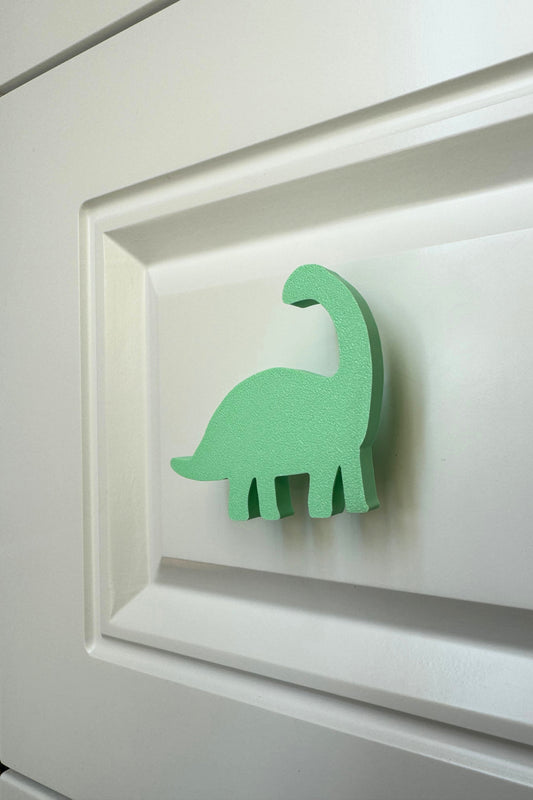 Yeşil Dino 3 Dolap Kulpu-Çocuk Odası, Mutfak ve Banyo İçin Modern, Sevimli ve Dayanıklı Mobilya Kulp
