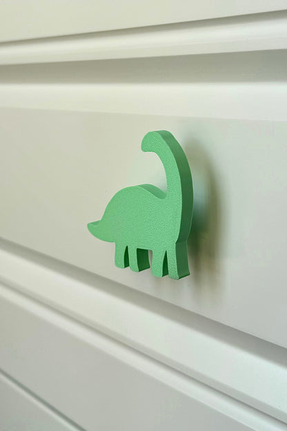 Yeşil Dino 3 Dolap Kulpu-Çocuk Odası, Mutfak ve Banyo İçin Modern, Sevimli ve Dayanıklı Mobilya Kulp