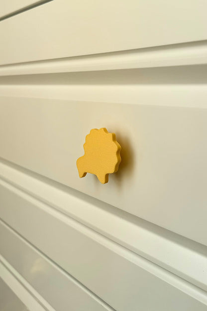 Sarı Aslan Dolap Kulpu - Çocuk Odası, Mutfak ve Banyo İçin Modern, Şık ve Dayanıklı Mobilya Kulp