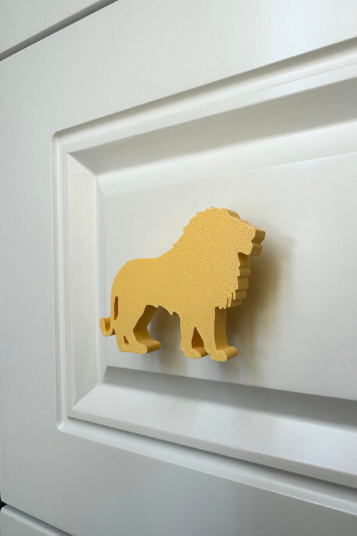 Sarı Aslan Dolap Kulpu - Çocuk Odası, Mutfak ve Banyo İçin Şık, Eğlenceli ve Dayanıklı Mobilya Kulp