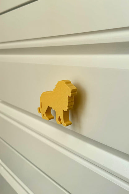 Sarı Aslan Dolap Kulpu - Çocuk Odası, Mutfak ve Banyo İçin Şık, Eğlenceli ve Dayanıklı Mobilya Kulp