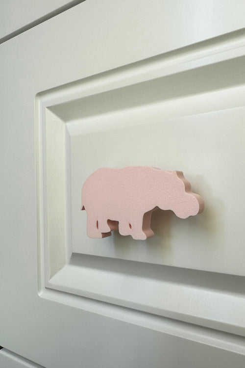 Pembe Hipopotam Dolap Kulpu - Çocuk Odası, Mutfak ve Banyo İçin Modern, Dayanıklı Mobilya Kulp